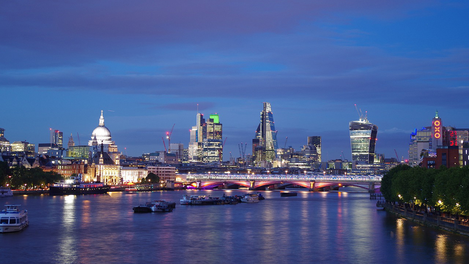 St Paul's Cathedral and the City of London at night
